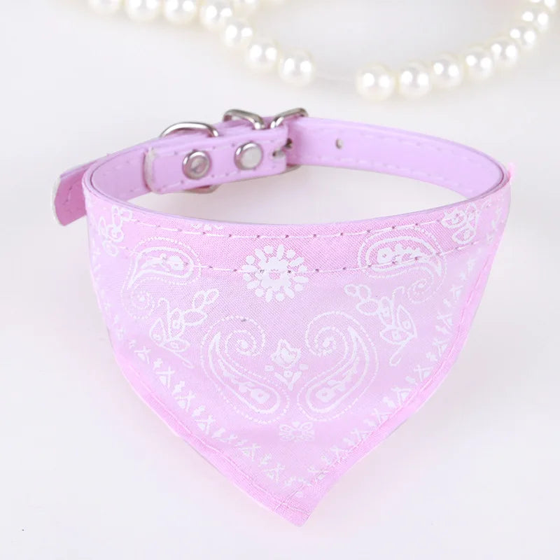 Adjustable Dog Bandana Leather Printed Soft Collar for Dog Pet Supplies Cat Scarf Collar for Chihuahua Puppy Pet Neckerchief