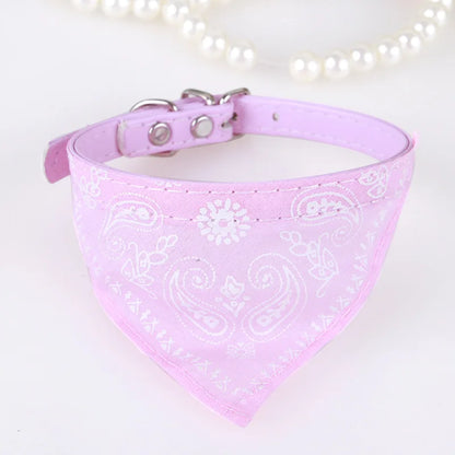 Adjustable Dog Bandana Leather Printed Soft Collar for Dog Pet Supplies Cat Scarf Collar for Chihuahua Puppy Pet Neckerchief